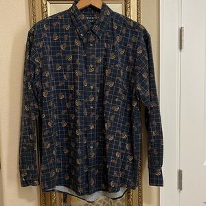 Men button down collar long sleeve casual shirt